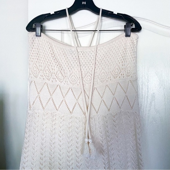 Farm Rio Dress Anthropologie Crochet Maxi Strapless Beach White XL NWT - Picture 7 of 7